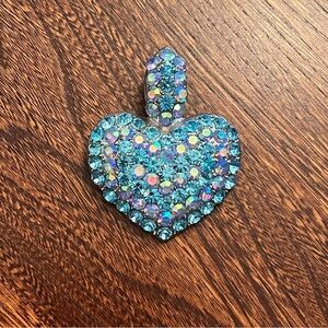 Large Blue Rhinestone Heart Pendant